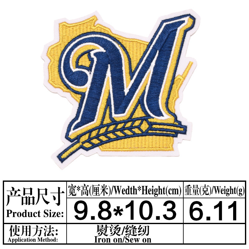 Wholesale Patch Cloth Sticker Baseball Team Round LetterSticker